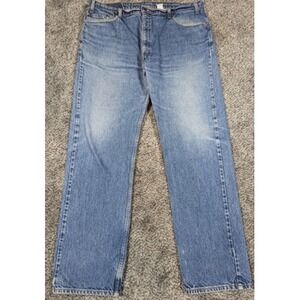 Levis 505 Jeans Mens 42x34 Blue Regular Fit Straight Leg Zip Fly Denim Y2K 38x32